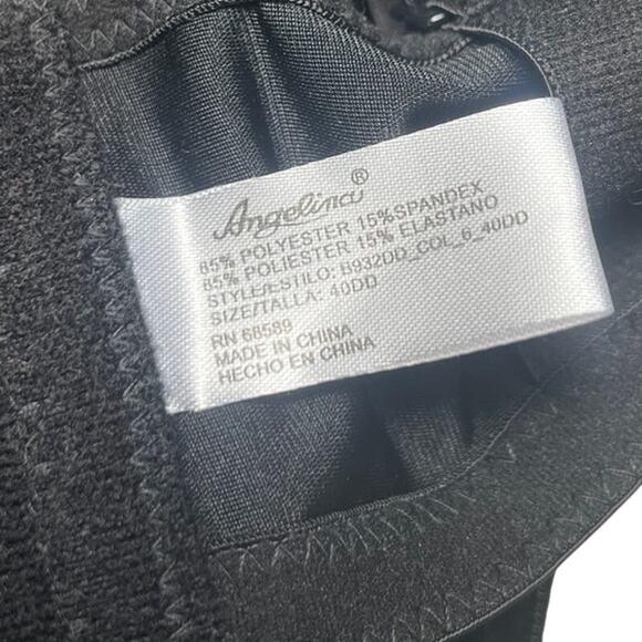 Angelina Underseam Adjustable Black Bra NWT 40DD - Picture 3 of 5